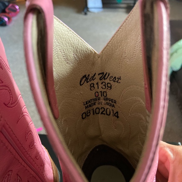 Girls size 10T Old West pink and tan cowboy boots - Picture 5 of 6